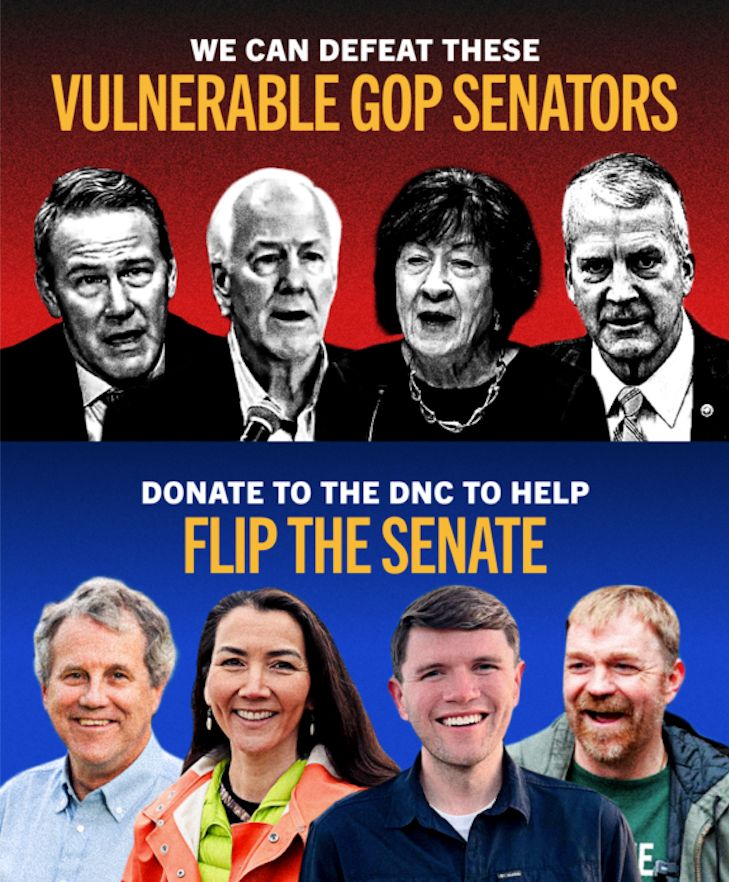 WE CAN DEFEAT VULNERABLE GOP SENATORS, DONATE TO THE DNC TO HELP FLIP THE SENATE