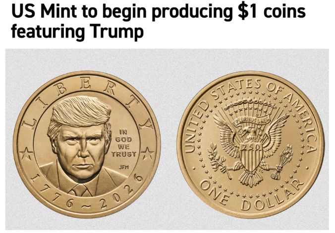US Mint to to begin producing $1 coins featuring Trump