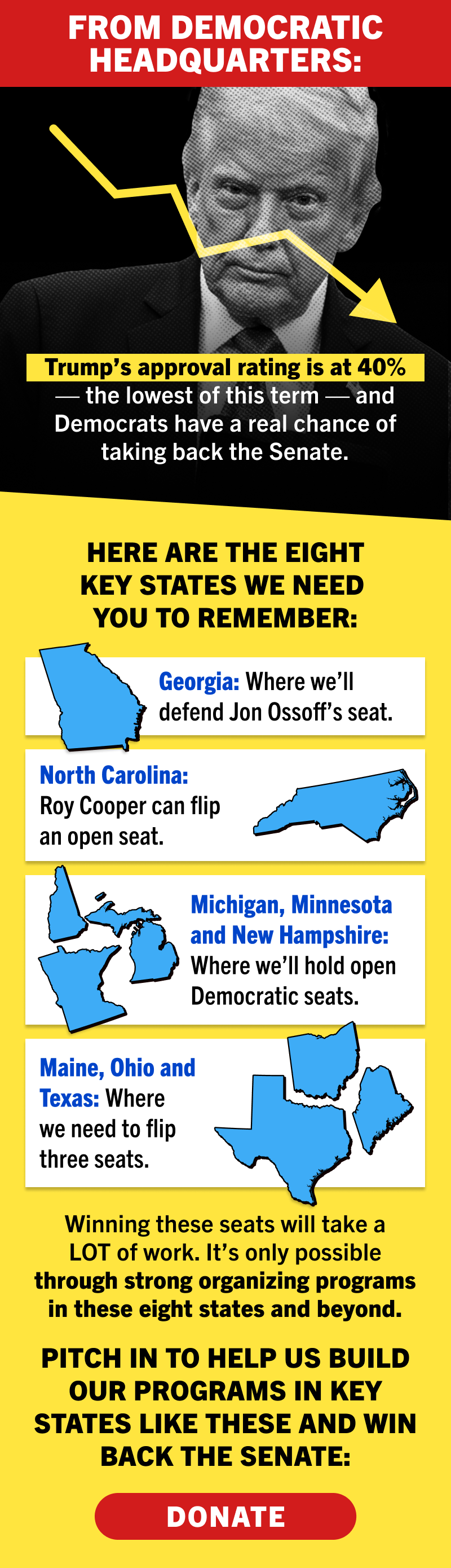 A message from The Democrats - Vulnerable Republicans across the country are facing backlash after voting for Donald Trump's 'Big Beautiful Bill' and Democrats could take back the House by flipping just 3 Republican seats. 3 flips to stop the GOP from cutting health care funding again, kick Mike Johnson out of the speaker's office, and stop Trump's agenda in its tracks. Chip in today to help Democrats fight back, win, and stop Donald Trump.